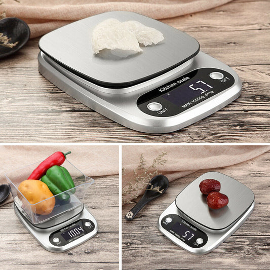 Stainless Steel Digital Kitchen Scale: 22lbs/1g Precision with Multifunction Balance