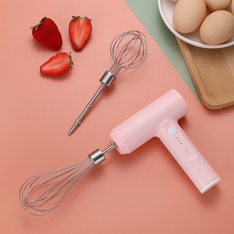 USB-Rechargeable Handheld Mixer: 3-Speed Electric Egg Beater with Dual Whisks